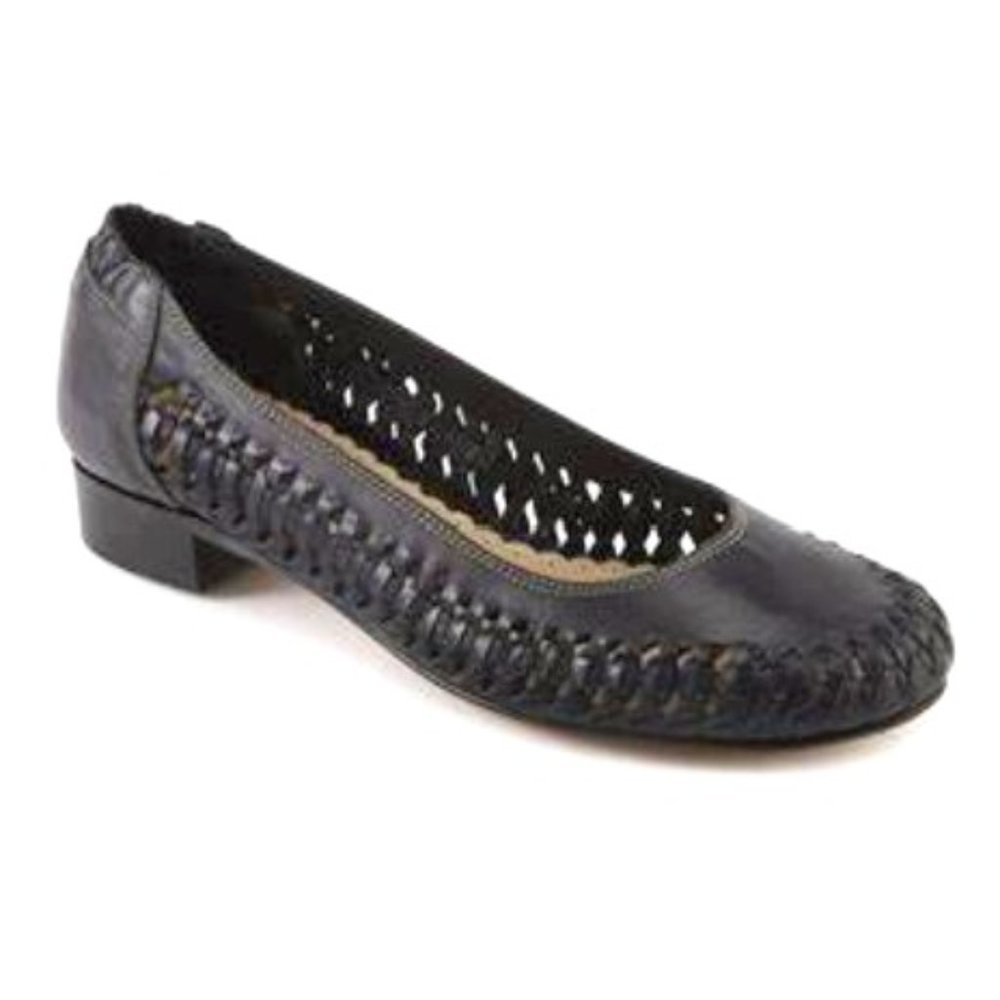 David Tate Women's Pam Casual Ballet Flats Black Italian Calf Leather, Size 9.5M